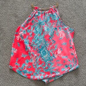Lilly Pulitzer Pink and Blue Chain Halter Top